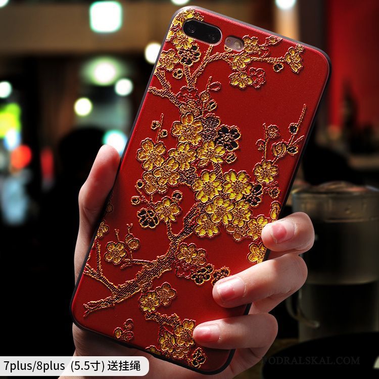 Skal iPhone 7 Plus Kreativa Kinesisk Stiltelefon, Fodral iPhone 7 Plus Påsar Blå Fallskydd