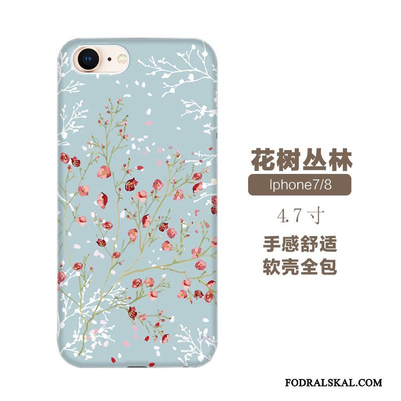 Skal iPhone 7 Silikon Blåtelefon, Fodral iPhone 7 Påsar Trend Varumärke Blommor