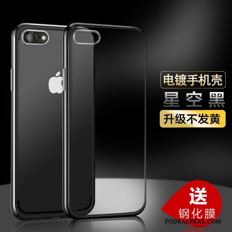 Skal iPhone 7 Silikon Ny Fallskydd, Fodral iPhone 7 Svart Transparent
