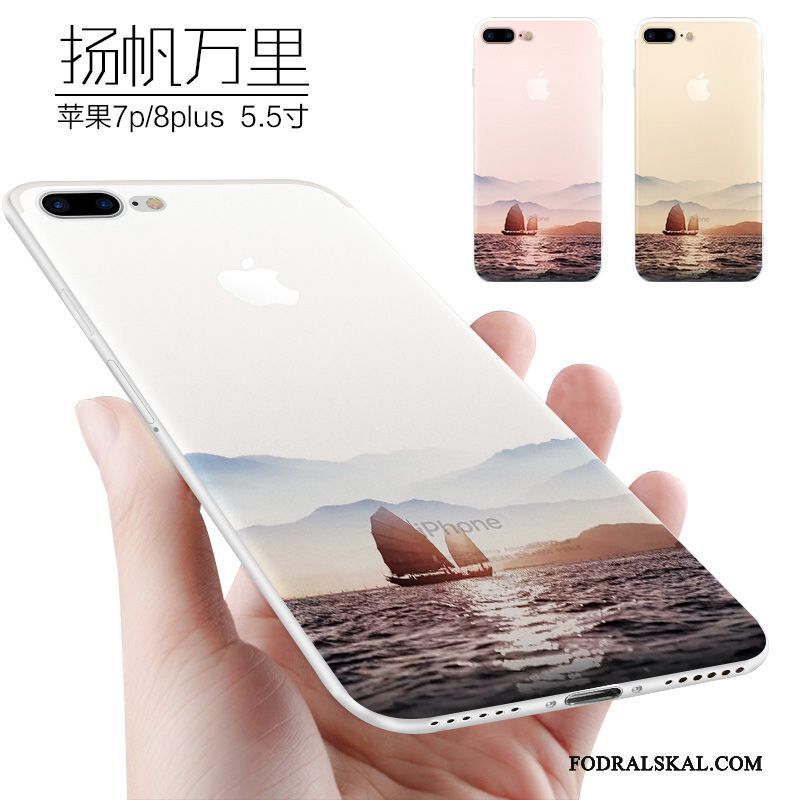 Skal iPhone 8 Plus Kreativa Nubuck Personlighet, Fodral iPhone 8 Plus Mjuk Vittelefon