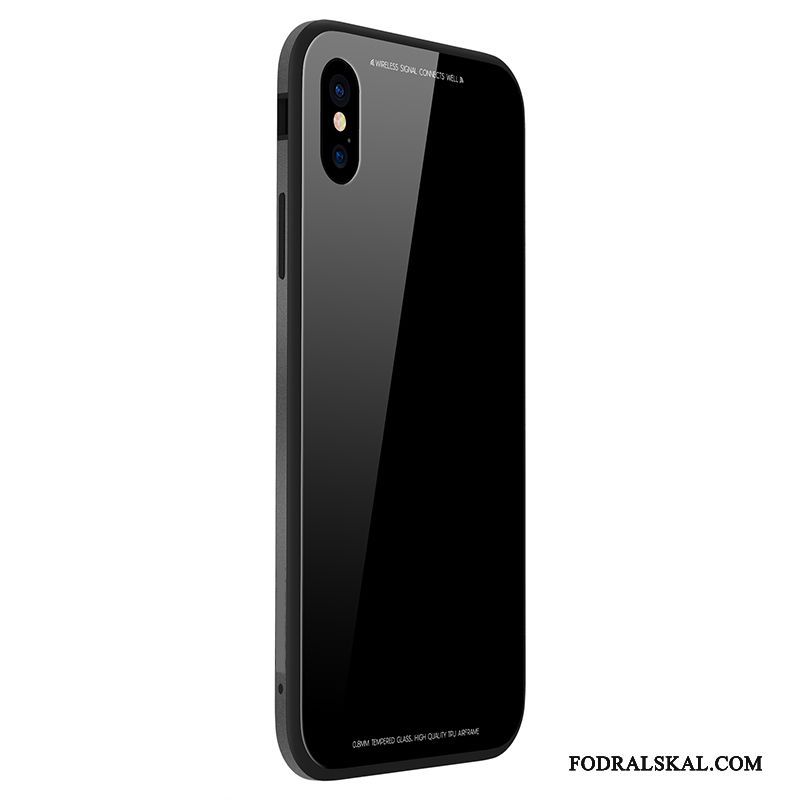 Skal iPhone 8 Plus Metall Telefon Vit, Fodral iPhone 8 Plus Fallskydd Härdat Glas