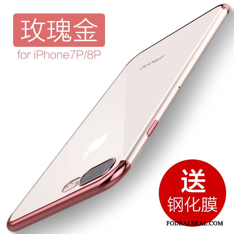 Skal iPhone 8 Plus Mjuk Röd Transparent, Fodral iPhone 8 Plus Påsar Silver Personlighet