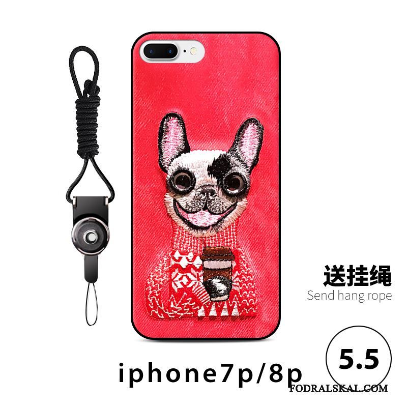 Skal iPhone 8 Plus Påsar Broderitelefon, Fodral iPhone 8 Plus Tecknat Ny Hund