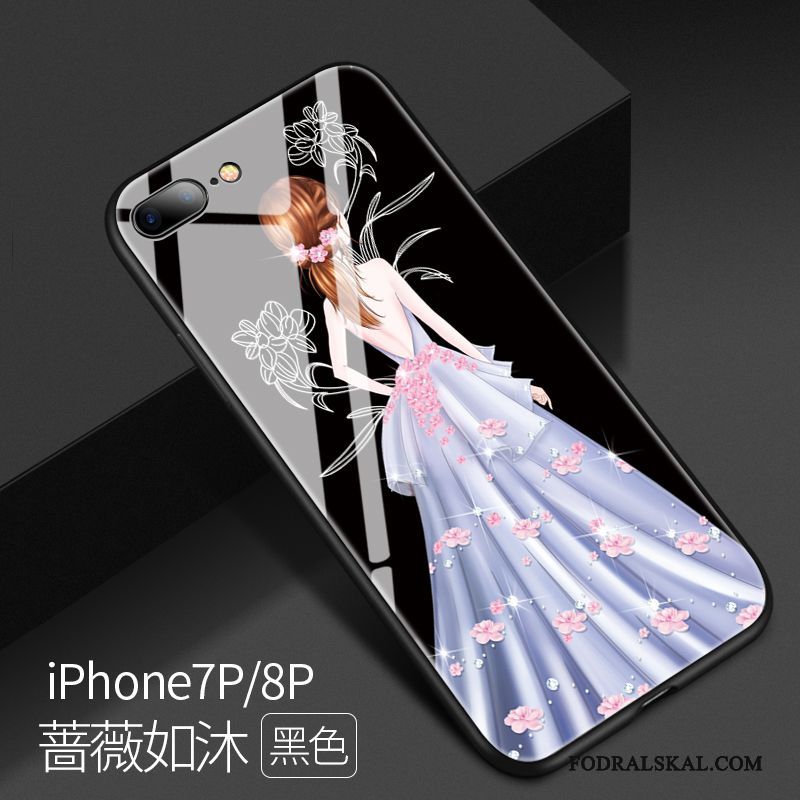 Skal iPhone 8 Plus Påsar Glas Purpur, Fodral iPhone 8 Plus Kreativa Fallskyddtelefon