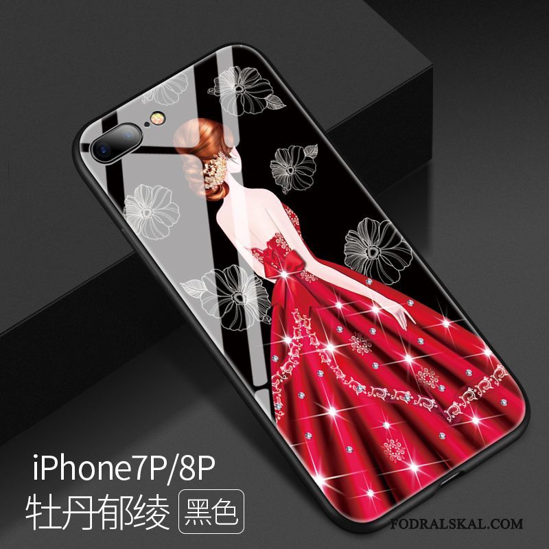 Skal iPhone 8 Plus Påsar Glas Purpur, Fodral iPhone 8 Plus Kreativa Fallskyddtelefon