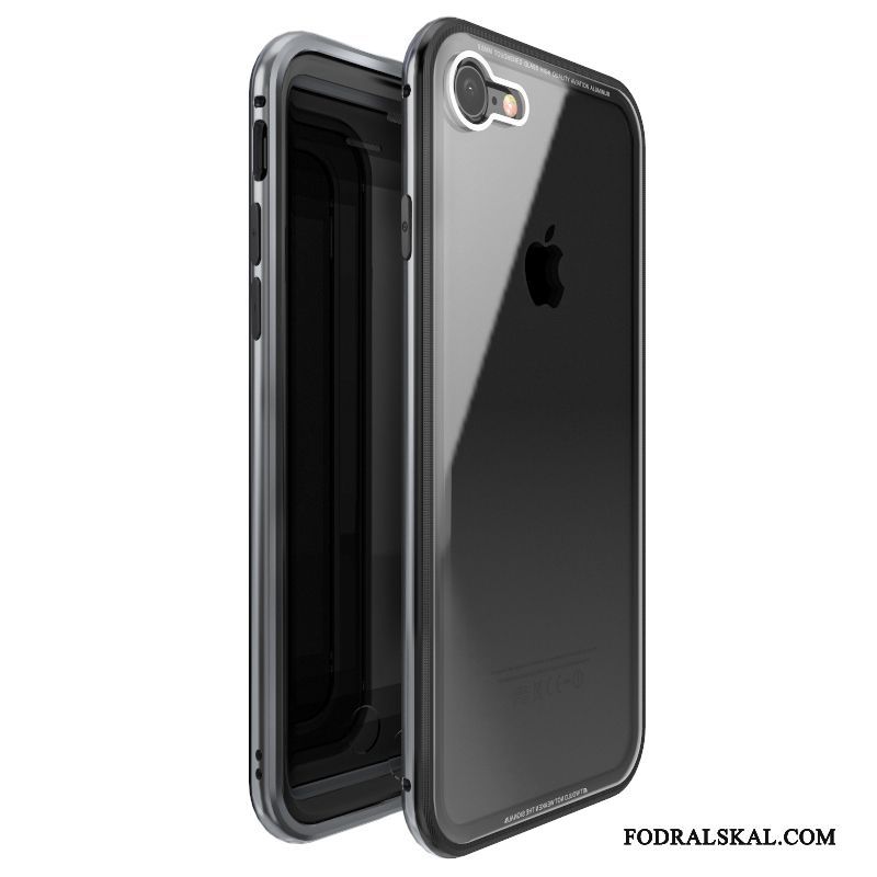 Skal iPhone 8 Plus Påsar Röd Härdat Glas, Fodral iPhone 8 Plus Metall Fallskyddtelefon