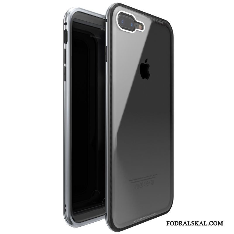 Skal iPhone 8 Plus Påsar Röd Härdat Glas, Fodral iPhone 8 Plus Metall Fallskyddtelefon