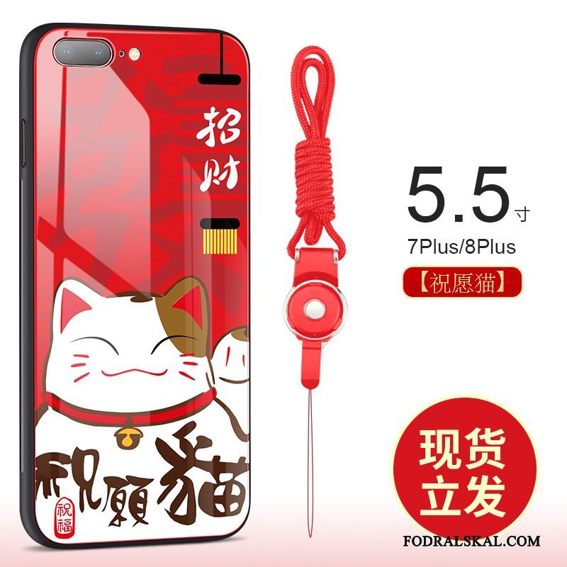 Skal iPhone 8 Plus Påsar Röd Katt, Fodral iPhone 8 Plus Rikedom Hund
