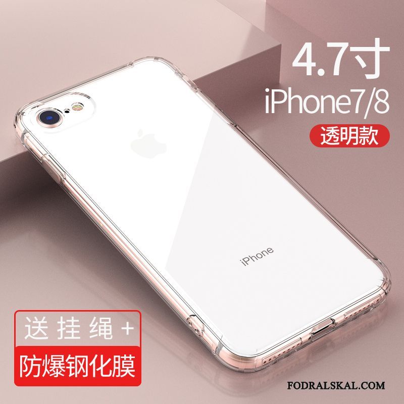 Skal iPhone 8 Plus Påsar Telefon Fallskydd, Fodral iPhone 8 Plus Silikon Rosa Transparent