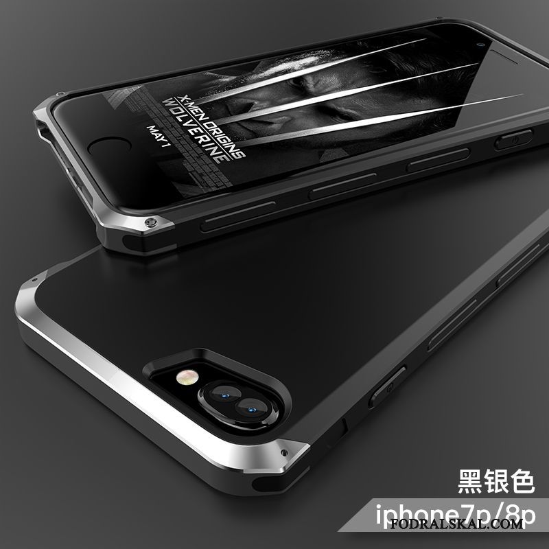 Skal iPhone 8 Plus Påsar Telefon Purpur, Fodral iPhone 8 Plus Metall Personlighet Fallskydd