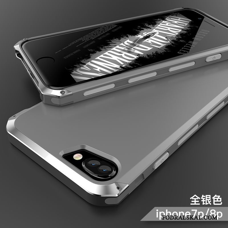 Skal iPhone 8 Plus Påsar Telefon Purpur, Fodral iPhone 8 Plus Metall Personlighet Fallskydd