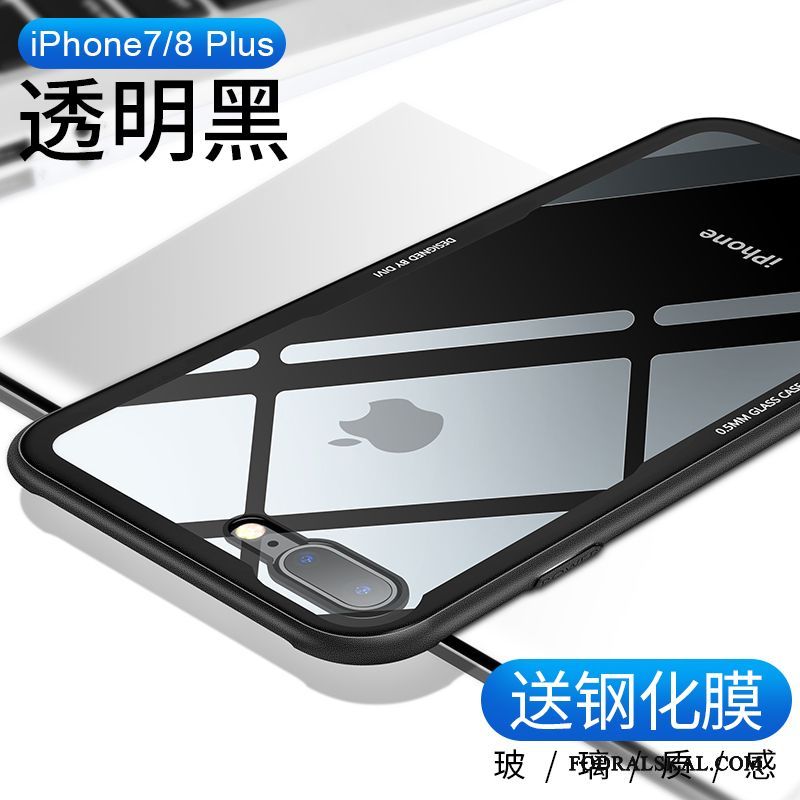 Skal iPhone 8 Plus Silikon Glas Hård, Fodral iPhone 8 Plus Transparent Guld