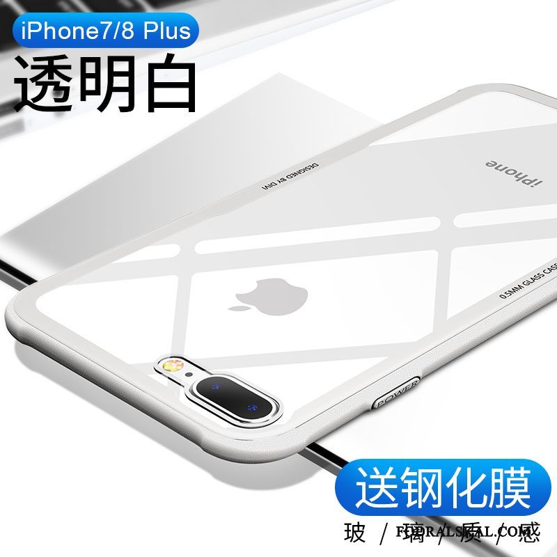 Skal iPhone 8 Plus Silikon Glas Hård, Fodral iPhone 8 Plus Transparent Guld