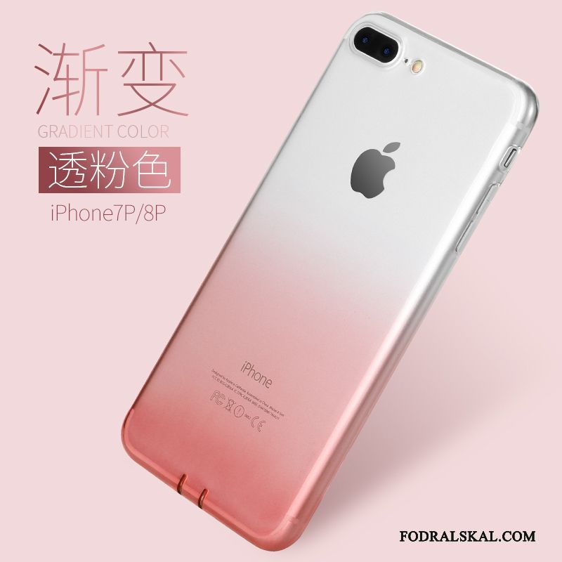 Skal iPhone 8 Plus Silikon Telefon Röd, Fodral iPhone 8 Plus Mjuk Transparent Gradient Färg