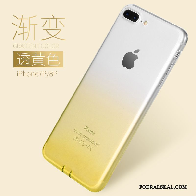 Skal iPhone 8 Plus Silikon Telefon Röd, Fodral iPhone 8 Plus Mjuk Transparent Gradient Färg