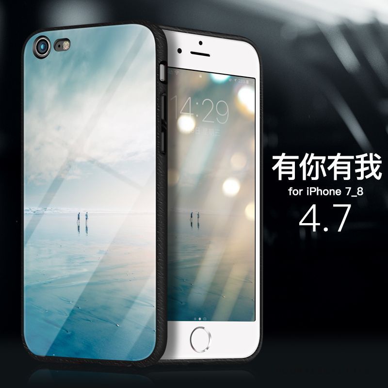 Skal iPhone 8 Plus Silikon Trendtelefon, Fodral iPhone 8 Plus Mjuk Glas Guld