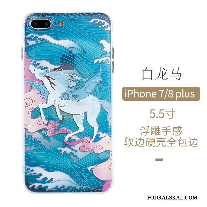 Skal iPhone 8 Plus Skydd Konsttelefon, Fodral iPhone 8 Plus Fallskydd Kinesisk Stil