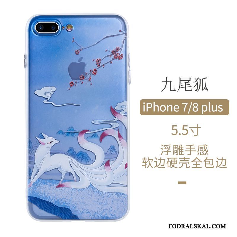Skal iPhone 8 Plus Skydd Konsttelefon, Fodral iPhone 8 Plus Fallskydd Kinesisk Stil