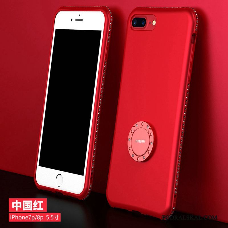 Skal iPhone 8 Plus Support Ny Fallskydd, Fodral iPhone 8 Plus Strass Rödtelefon