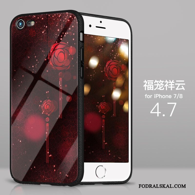 Skal iPhone 8 Påsar Net Red Glas, Fodral iPhone 8 Silikon Slim Blå