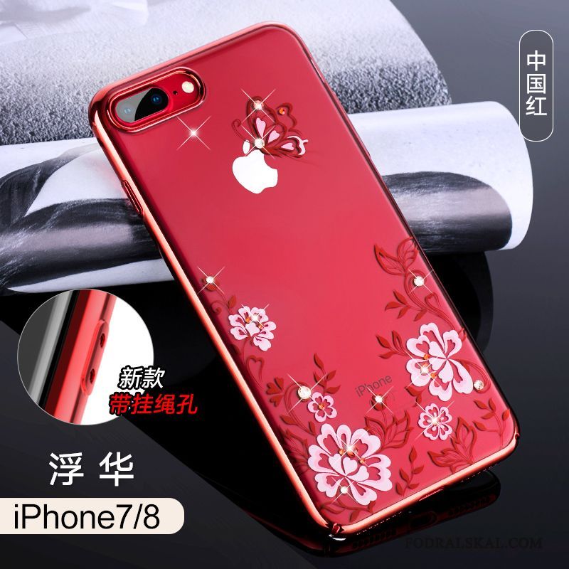 Skal iPhone 8 Strass Ny Röd, Fodral iPhone 8 Lyxiga Hängsmyckentelefon