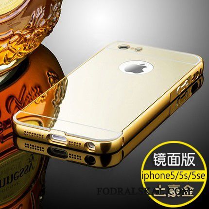Skal iPhone Se Påsar Spegel Hjärta, Fodral iPhone Se Metall Guld Vind