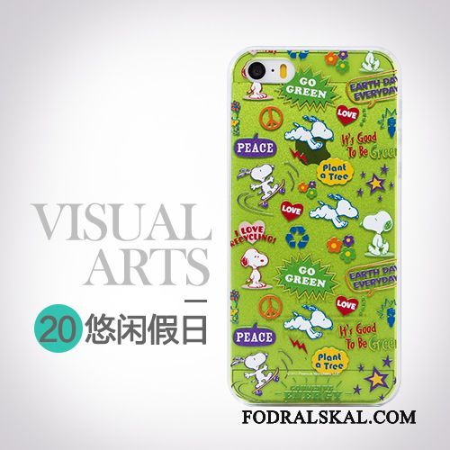 Skal iPhone Se Tecknat Telefon Grön, Fodral iPhone Se Kreativa Vacker Personlighet