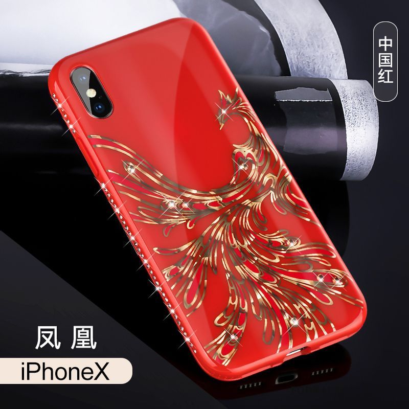 Skal iPhone X Lyxiga Trend Varumärke Ny, Fodral iPhone X Färg Rödtelefon