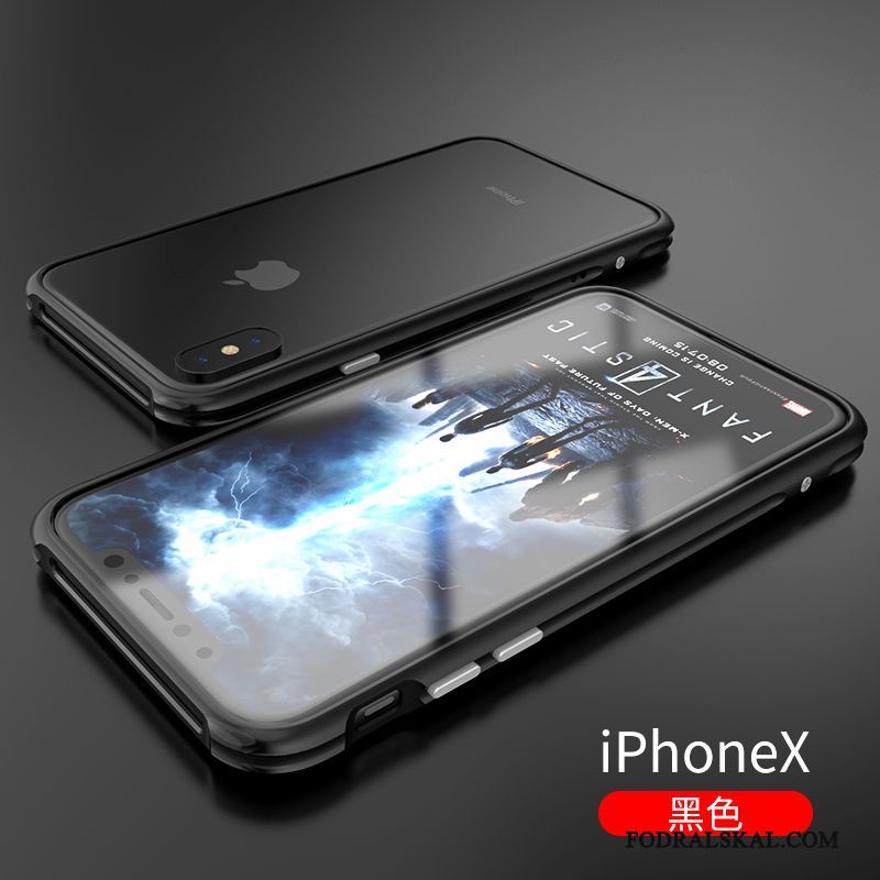 Skal iPhone X Metall Frame Fallskydd, Fodral iPhone X Telefon Blå
