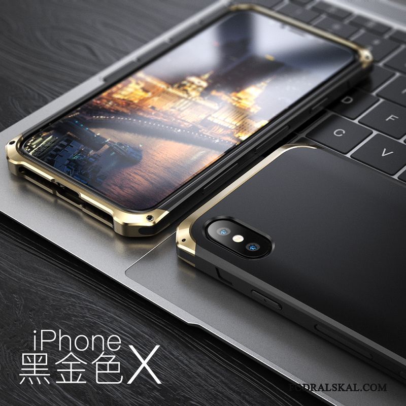 Skal iPhone X Påsar Telefon Blå, Fodral iPhone X Metall Fallskydd Nubuck