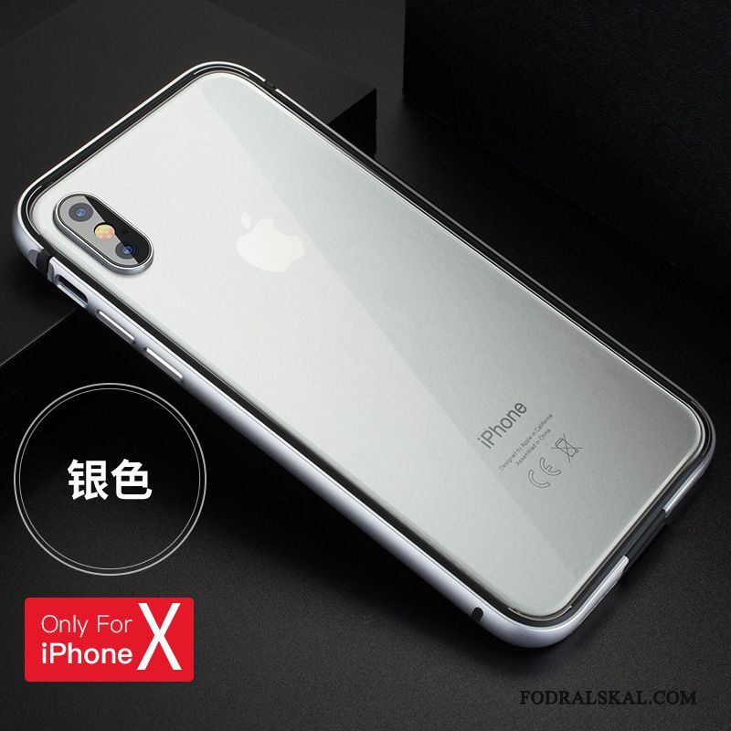 Skal iPhone X Silikon Ny Svart, Fodral iPhone X Metall Frametelefon