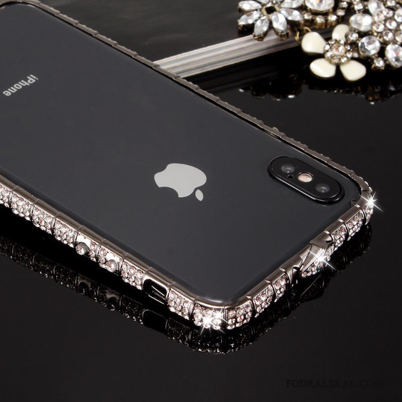 Skal iPhone X Strass Trend Ny, Fodral iPhone X Metall Telefon Guld
