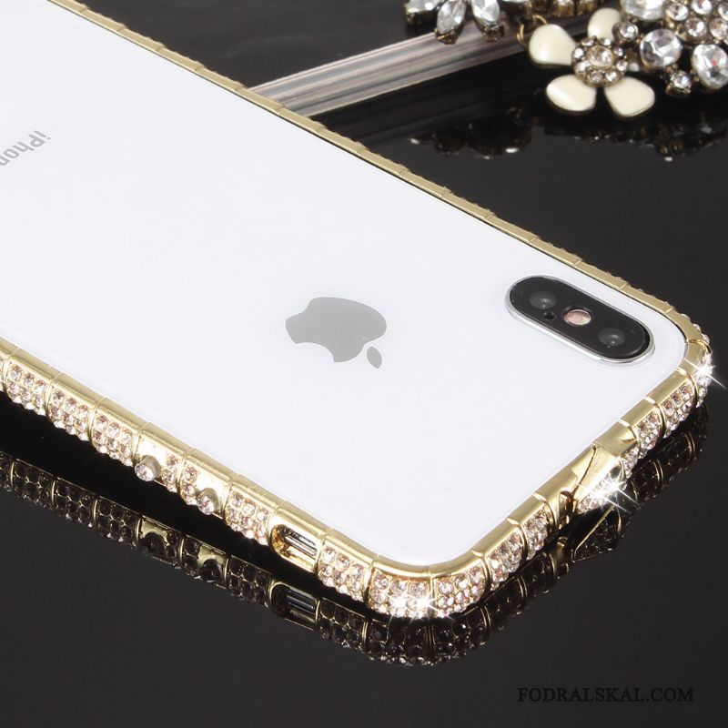 Skal iPhone X Strass Trend Ny, Fodral iPhone X Metall Telefon Guld