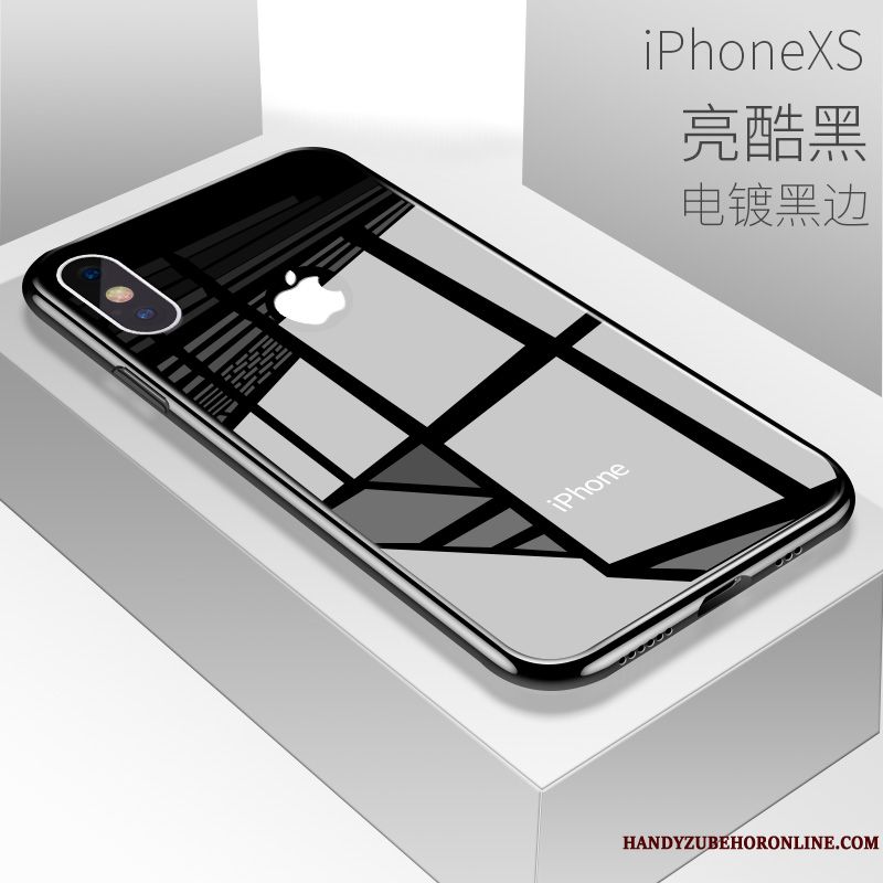 Skal iPhone Xs Mode Transparent Vit, Fodral iPhone Xs Silikon Glas Net Red