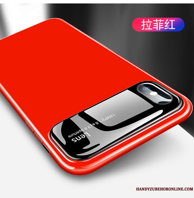 Skal iPhone Xs Påsar Glas Spegel, Fodral iPhone Xs Net Red Slim