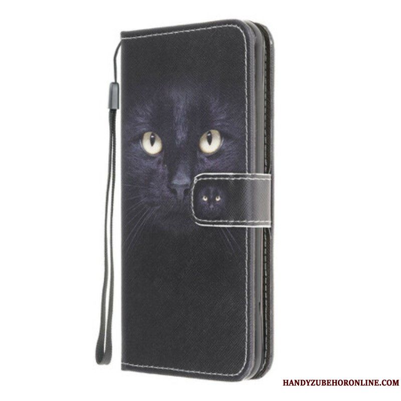 Fodral Samsung Galaxy M12 / A12 Med Kedjar Strappy Black Cat Eyes