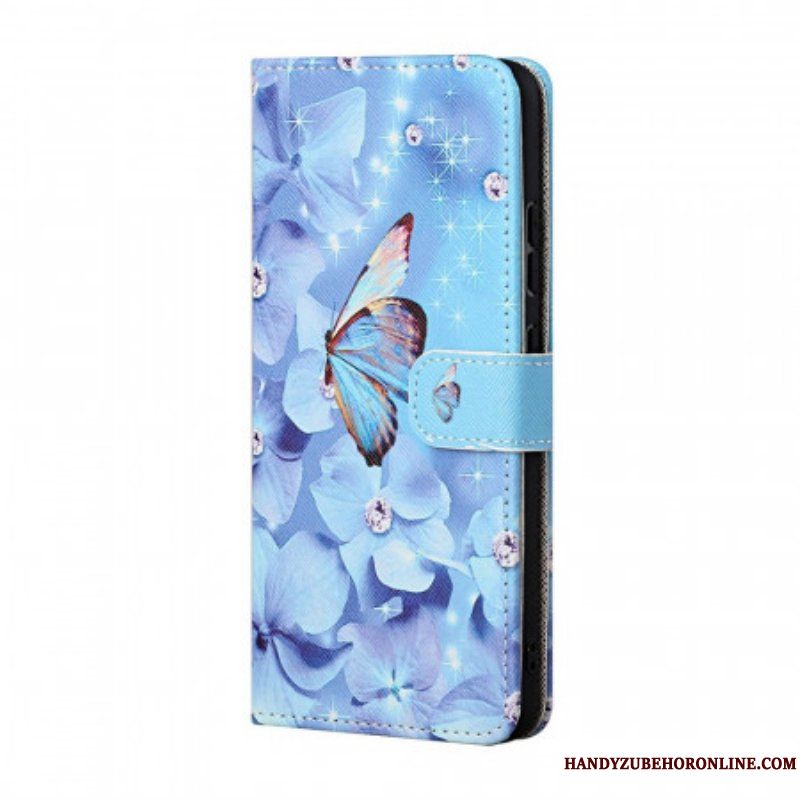 Fodral Samsung Galaxy M23 5G Med Kedjar Strappy Diamond Butterflies