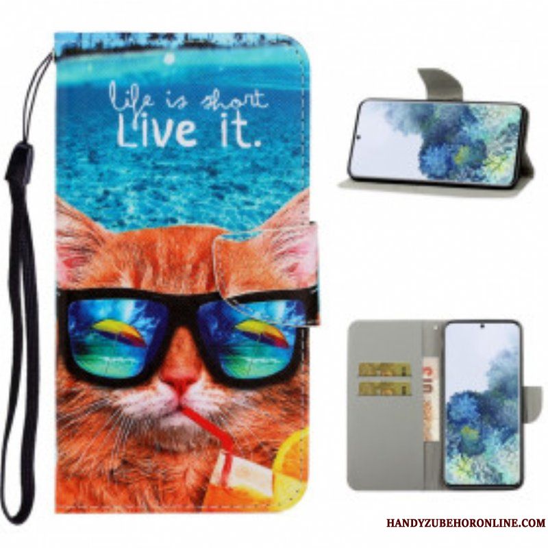 Fodral Samsung Galaxy S21 Ultra 5G Med Kedjar Cat Live It Strappy