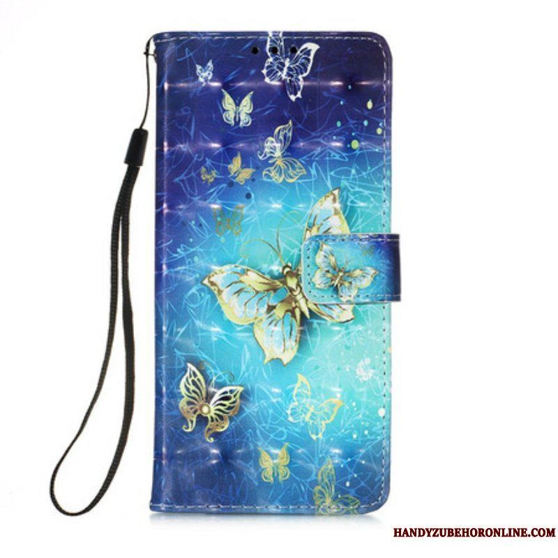 Fodral iPhone 13 Pro Golden Butterflies Lanyard