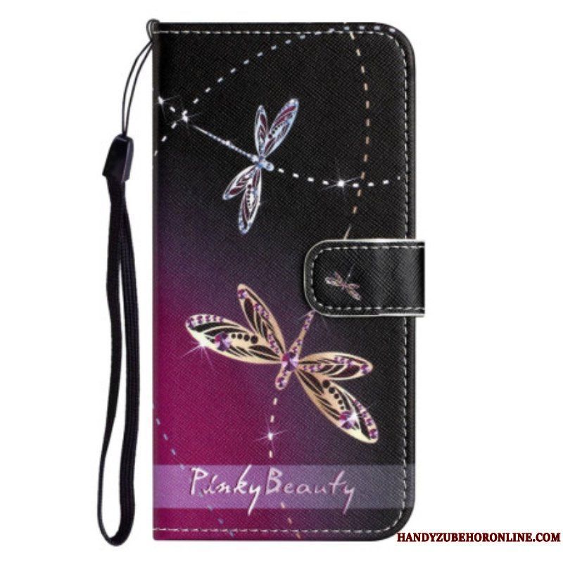 Fodral iPhone 14 Plus Med Kedjar Strappy Dragonflies