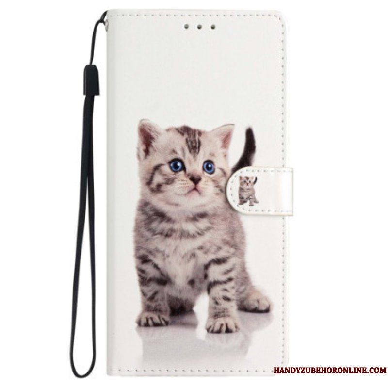 Fodral iPhone 15 Plus Med Kedjar Liten Katt Med Rem