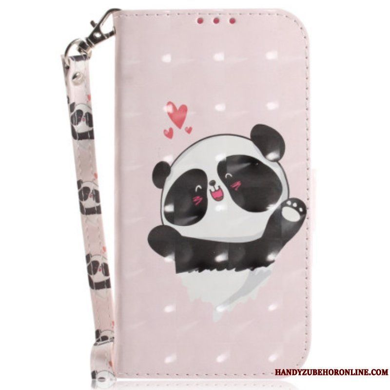 Fodral iPhone 15 Plus Med Kedjar Panda Love Med Rem