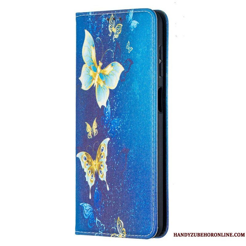 Folio-fodral Samsung Galaxy M12 / A12 Läderfodral Färgglada Fjärilar