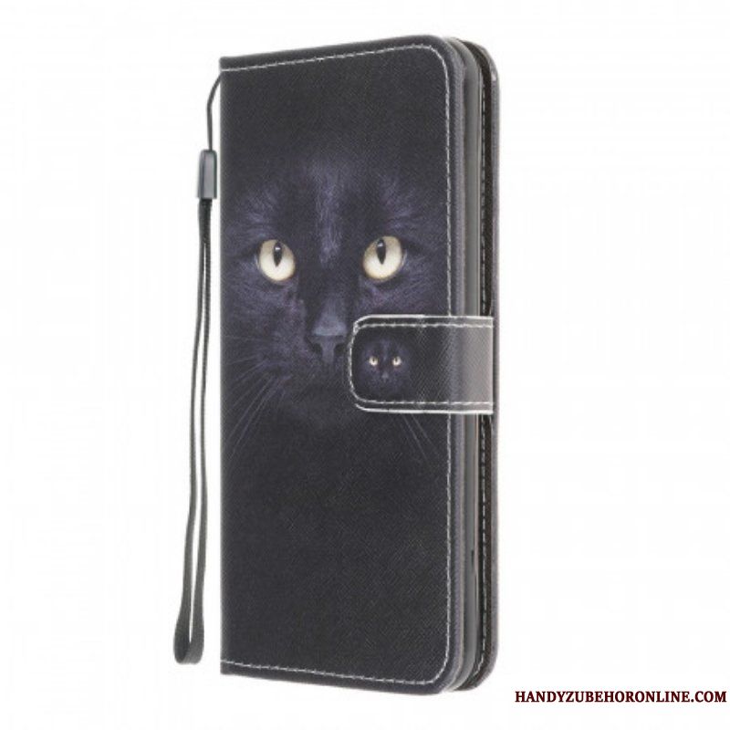 Folio-fodral Samsung Galaxy M32 Med Kedjar Strappy Black Cat Eyes