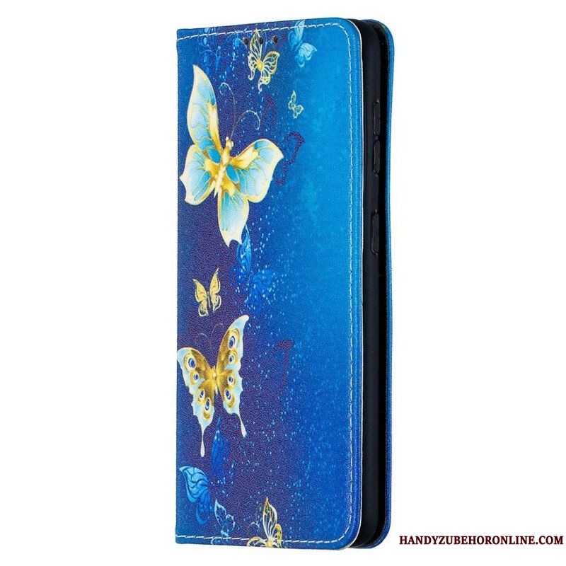 Folio-fodral Samsung Galaxy S21 5G Läderfodral Färgglada Fjärilar