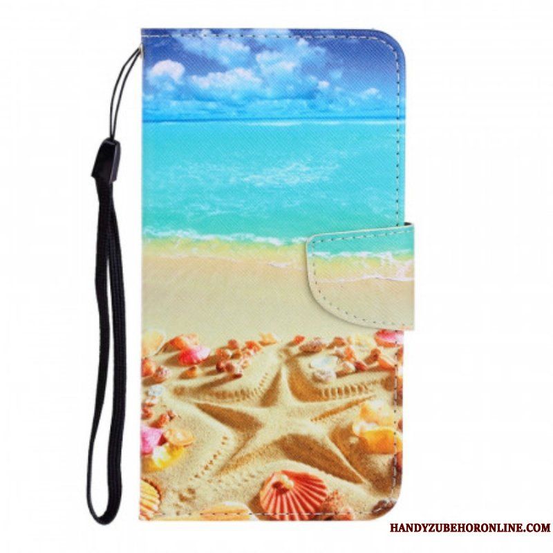 Folio-fodral Xiaomi Redmi Note 11 Pro Plus 5G Med Kedjar Lanyard Beach