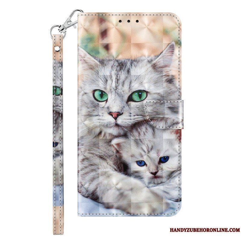 Folio-fodral iPhone 14 Med Kedjar Endast Thong Cats