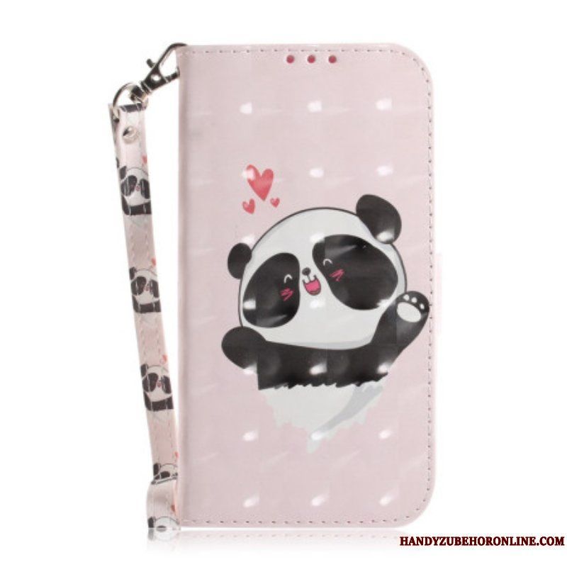 Folio-fodral iPhone 14 Plus Med Kedjar Strappy Panda