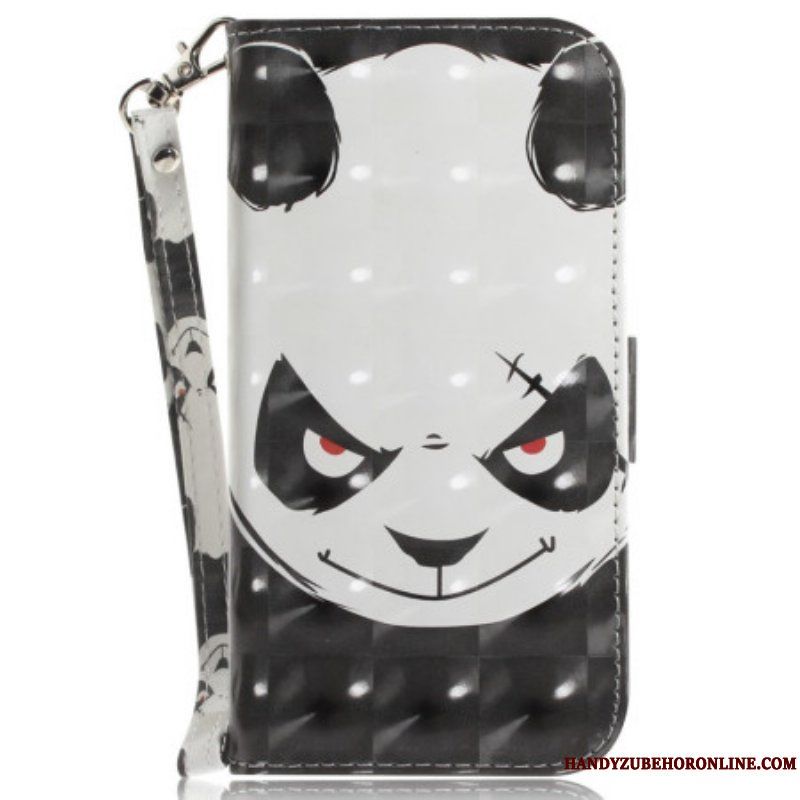 Läderfodral Xiaomi Redmi Note 12 5G Med Kedjar Arg Panda Med Snodd