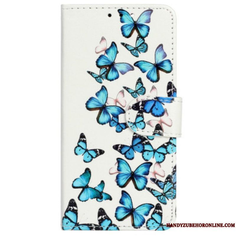 Läderfodral iPhone 14 Fjärilar På Flyg